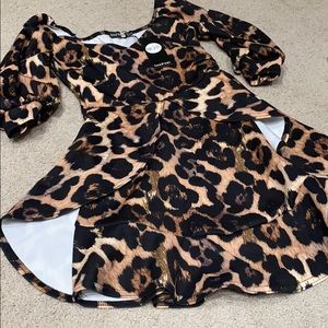 Boohoo Leopard print off the shoulder dress